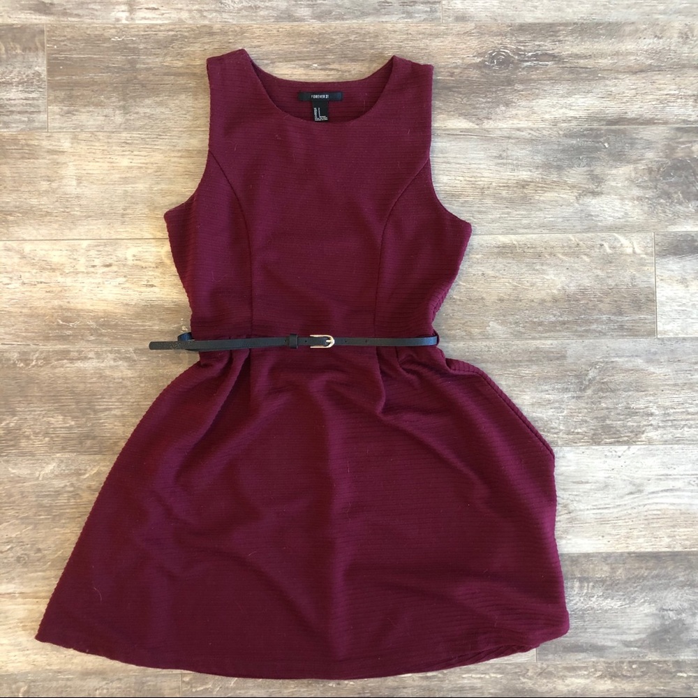 Forever 21 Maroon Dress with Belt